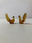 Vintage Tiny Hand Blown Glass Miniature Chicken Bird Figurine Trinkets Pair