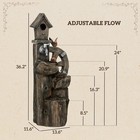 2-in-1 Outdoor Water Fountain With Birdhouse  Tree Trunk Outdoor Water Feature