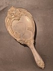 Vintage Silver Plate Ornate Vanity Hair Brush Plastic Bristles Victorian Vanity