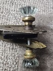 Antique 12 Point Crystal Glass Brass Vintage Door Knob Full Working Set Great   