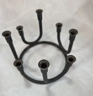 Vintage Black Metal 7 Arm Candle Holder Ring Candelabra Rustic Primitive Decor