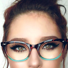 Cat Eye ombre  Women Eyeglasses Tortoise Two Tone Gradient Shadz Gafas Blue Lens