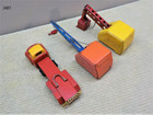Vintage Tin Friction Construction Truck Toy Set Crane Shovel Sss Japan