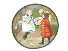 Antique Victorian  Chimney Flue Cover Lithograph  Portrait Two Small Girls