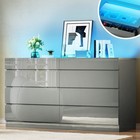 8 Drawer Dresser With Led Light Double Storage Glass Top High Gloss Organizer