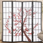 6ft Folding Room Divider - Portable Privacy Screen  Oriental Shoji Wall Partitio