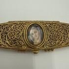 Vintage Estee Lauder Solid Perfume Compact Filigree Gold Tone Portrait Victorian