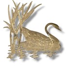 Vintage Brass Wall Hanging Swan Large 18    Water Scene Sculpture Decor Art
