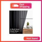 Ovzme Black Sheer Curtains 84 Inches Long 2 Panel Sets  Solid Color Lightweight 