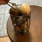 Country Brown Metal Wire Egg Basket W  Handle   Decorative Eggs Set Of 8