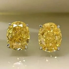 Rare 6 00 Ct Certified Oval Natural Yellow Diamond Studs Vvs1 White Gold Finish