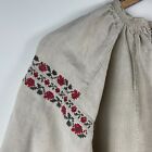 Antique Hand Embroidered Peasant Dress Ukrainian Vyshyvanka Hemp Shirtdress
