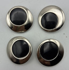 Vintage Round Googly Eye Silver Black  Metal Shank Buttons 29mm Lot Of 2 B501