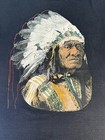 Vintage Native American Chief Black Single Stitch T-shirt Adult Size L Headdress