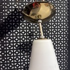 Vintage Mcm Pendant Ceiling Light Lamp Fixture Frosted Glass Shade