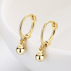 Women 925 Sterling Silver Dangle Ball Small Huggie Hoop Earrings 12mm E8