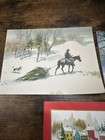 Vintage Christmas Greeting Card Lot Of 3 Winter Scene Holiday Cards Signed