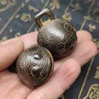 4 Antique Copper Pet Bell Collectibles With Tiger Head And Ox Eye Bell Pendants