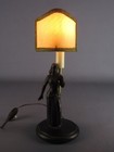Antique Table Lamp Statue Sculpture Wood Figure Woman 19th Century