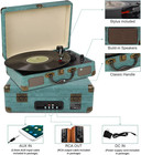 Vintage 3-speed Bluetooth Record Player Vinyl Turntable Built-in Stereo Speakers