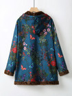 Women Floral Print Hoodie Padded Outwear Thicken Fleece Lined Winter Loose Coat