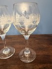 Vtg Arbys Frosted Winter Pine Tree Wine Goblets Glasses Christmas Libbey Set 4