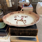 Vtg California Pottery Ceramic Platter Western Ware Rodeo Cowboy Ranch Brands