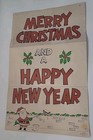 Vintage 1967 Store Window Display Paper Merry Christmas   Happy New Year Santa 