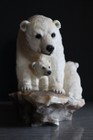 Mother Polar Bear With Her Cubs Figurine