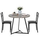 Dining Set Round Wood Top Table And 2 Upholstered Chairs For Small Space Kitchen