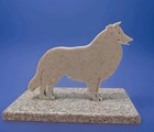 Vintage Handcrafted Stone Collie Dog Sculpture By John Harbach  Phoenix Arizona