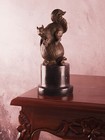 Bronze Sculpture     Squirrel On Acorns     Animal Figure On Marble Base     Naturmot