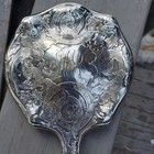 Antique Repousse Engraved  925 Sterling Silver 12 Ounces Hand Mirror Gift Heavy