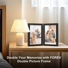 Forev 4x6 Double Picture Frame Wooden Hinged Photo 4x6  Black 