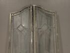 Pair Of Antique  Leaded Glass Arched Top Windows 36 5  X 8 5  Each Panel Diamond