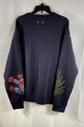 Scotch   Soda Men s Navy Blue Embroidered Tropical Palm Cactus Sweatshirt Sz Xl
