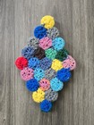 Crocheted Cluster Bottle Cap Trivet In Multi-colors 7x12 