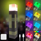 Minecraft Game Usb Torch Led Lamp Night Light Rechargeable Home Decor Gift Kids 