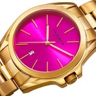 Men s Akribos Xxiv Ak948ygpk Hot Pink Sunburst Dial Date Quartz Bracelet Watch