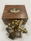 Nautical Antique Brass Sextant With Wooden Box Handmade Working Stylish Gift