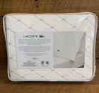 Lacoste 4 Pc King Sheet Set 100  Cotton Percale Diagonal Crocs Steel Blue Logo