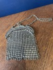 Vintage Antique Art Nouveau Silver Plated Mesh Coin Purse With Chain