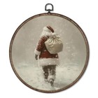 Giosve Vintage Christmas Santa Round Wall Art Canvas Framed Poster  Rustic 