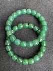 Wonderful 2pcs Rare Tibetan Green Natural Hetian Jade Prayer Beads Bracelets