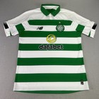 New Balance Celtic Football Club Soccer Jersey Mens M Green Striped Polo Shirt