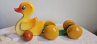 Kouvalias Vintage Painted Wooden Duck Pull Toy Made In Greece