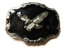     Western Steer Eagle Cowboy Rodeo Style     Belt Buckle Buck     Silver And Black