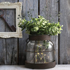 Vintage Glass Farmhouse Vase Rustic Lantern Decor Floral Arrangement Gift