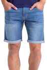 Mens Denim Slim Fit Straight Cut Business Casual Half Pants Jeans