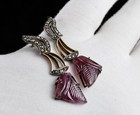 Antique Pink Tourmaline 10 00ct Natural Diamond Victorian Sterling Earring